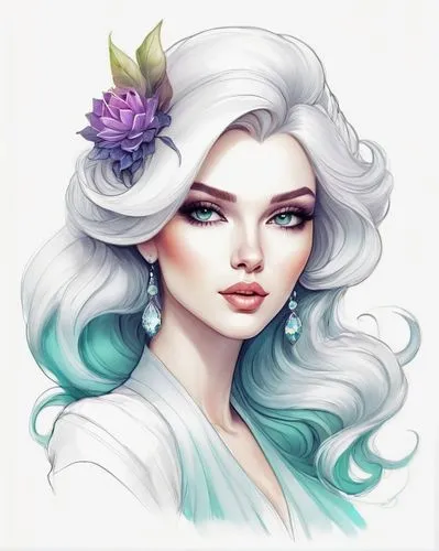 gardenias,white rose snow queen,gardenia,elsa,fantasy portrait,undine,Illustration,Realistic Fantasy,Realistic Fantasy 15