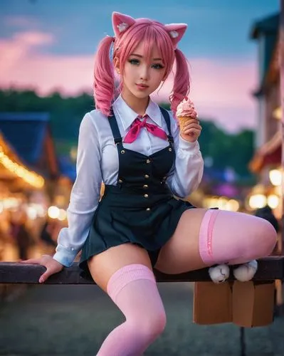 neopolitan,kawaii ice cream,neko,mae,japanese kawaii,pinklao,Photography,General,Cinematic