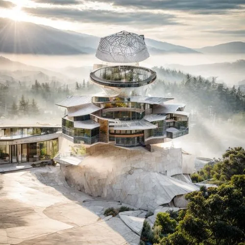 make it clear ,spa water fountain,south korea,futuristic architecture,glass rock,laser buddha mountain,house in mountains,eco hotel,house in the mountains,tree house hotel,stone pagoda,cubic house,rin