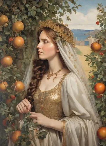 woman eating apple,perugini,girl picking apples,oranges,tangerines,cedevita,Digital Art,Impressionism