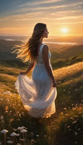 little girl in wind,gracefulness,mystical portrait of a girl,forwardly,countrywoman,girl in a long dress,fantasy picture,daybreak,celtic woman,enchantment,landscape background,horizons,exhilaration,awakening,dreamscapes,dreaminess,golden light,enchanting,heatherley,deviantart,Photography,General,Natural