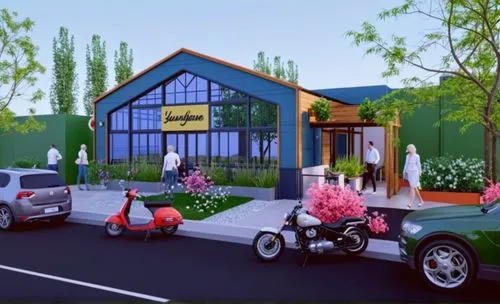 car showroom,flower shop,ecovillages,prefabricated buildings,houses clipart,honeychurch,Photography,General,Sci-Fi