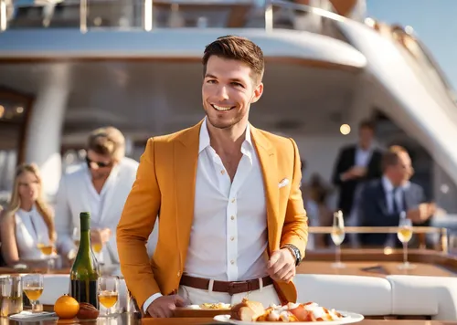 on a yacht,concierge,boat operator,catering service bern,yacht exterior,restaurants online,yachts,yacht,breakfast on board of the iron,floating restaurant,luxury yacht,sailing orange,yacht club,establishing a business,white-collar worker,passenger ship,champagne cocktail,saranka,entrepreneur,two-handled sauceboat