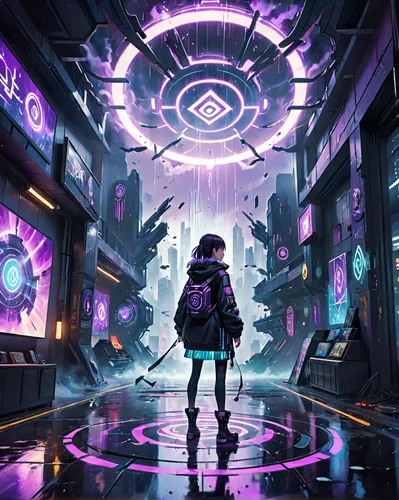 Information about interior design, interior decoration, decorating ideas, and more.,cyberpunk,ultraviolet,cyber,purple wallpaper,cg artwork,dystopia,dystopian,shinjuku,music background,echo,futuristic