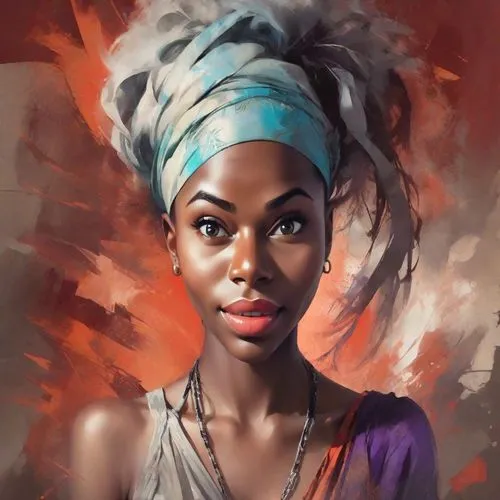 african woman,digital painting,world digital painting,african american woman,nigeria woman,boho art,african art,fantasy portrait,girl portrait,woman portrait,headscarf,african,digital art,african culture,mystical portrait of a girl,hand digital painting,black woman,afro-american,digital artwork,maria bayo