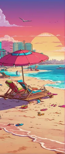 umbrella beach,pink beach,dream beach,beach scenery,summer background,beach umbrella,beach background,the beach pearl,summer beach umbrellas,beach landscape,backgrounds,seaside resort,sand coast,seaside,lover's beach,paradise beach,background screen,sunset beach,futuristic landscape,sea-shore,Illustration,Vector,Vector 19