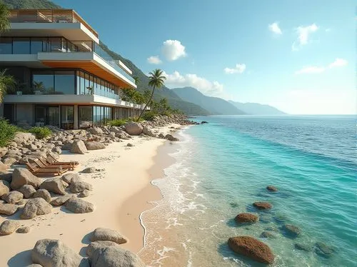 beachfront,oceanfront,beach resort,seaside view,mountain beach,lefay,dream beach,amanresorts,shorefront,beach landscape,tropical beach,seaside resort,shoreside,beach view,the hotel beach,caribbean beach,oceanview,fresnaye,render,sandpiper bay,Photography,General,Realistic