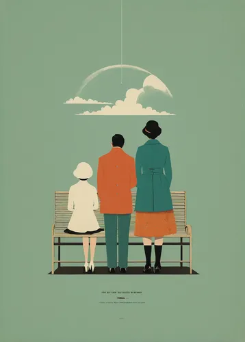 vintage couple silhouette,travel poster,film poster,mother and grandparents,vintage man and woman,old couple,grandparents,atomic age,two people,submarine,italian poster,elderly people,chairlift,fifties,vintage illustration,poster,pensioners,herring family,vintage boy and girl,man and woman,Illustration,Japanese style,Japanese Style 08