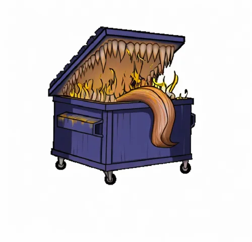 Animation of a Dumpster Fire Mimic ,dumpster,fire,mimic,dumpster fire,monster,fantasy