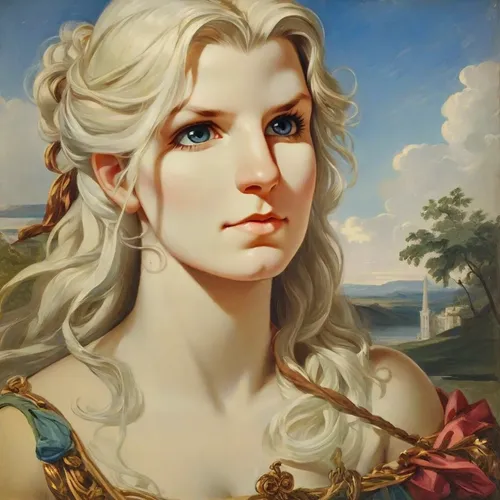 portrait of a girl,fantasy portrait,eufiliya,artemisia,rusalka,lacerta,portrait of a woman,cepora judith,apollo,elza,romantic portrait,portrait of christi,balalaika,venus,meteora,blonde woman,la nascita di venere,woman's face,male elf,young woman