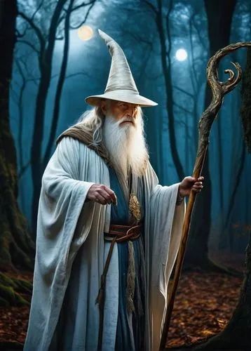 gandalf,the wizard,wizard,fantasy picture,jrr tolkien,magus,lord who rings,mage,wizards,fantasy art,fantasy portrait,male elf,albus,father frost,druid,broomstick,summoner,heroic fantasy,magical adventure,druids,Illustration,Realistic Fantasy,Realistic Fantasy 29