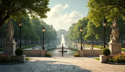 tuileries garden,tree-lined avenue,cinquantenaire,tuileries,archambeau,sanssouci,champ de mars,neoclassical,palace garden,rochambeau,peterhof,versailles,tree lined avenue,versaille,french digital background,garden of the fountain,jardiniere,central park,peterhof palace,esplanades,Photography,General,Realistic