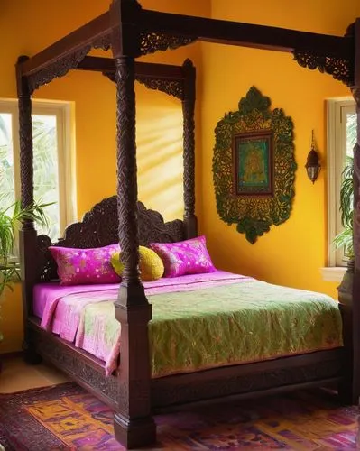 bedchamber,bedroom,children's bedroom,tepoztlan,urubamba,bedroomed,four poster,bedspreads,headboards,ornate room,bed,hacienda,antigua guatemala,palapa,guest room,headboard,interior decor,bedspread,moroccan pattern,sleeping room,Illustration,Realistic Fantasy,Realistic Fantasy 03