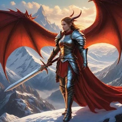 heroic fantasy,female warrior,fantasy woman,joan of arc,dragon slayer,swordswoman,red,dragon li,paladin,fantasy art,fantasy picture,elaeis,fantasy warrior,norse,the sea of red,archangel,fiery,dark elf,massively multiplayer online role-playing game,eufiliya