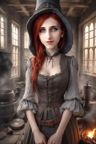 redhead doll,behenna,scotswoman,gretel,morwen,dollmaker,toil,fantasy portrait,abigaille,innkeeper,bewitching,nelisse,cosette,gothic woman,witchfinder,barmaid,the witch,female doll,bewitch,woolfe,Photography,Realistic