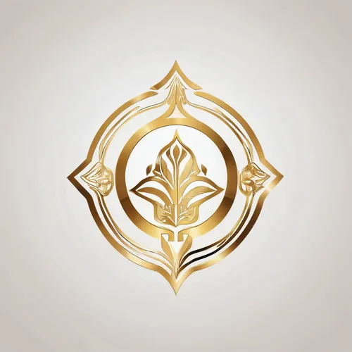 Logo for a Promeai on the theme of White and gold logo, key, very simple, memorable, sharp, HD, unique, islamic design, symmetrical,lotus png,kr badge,dribbble icon,dribbble logo,gold foil laurel,arab