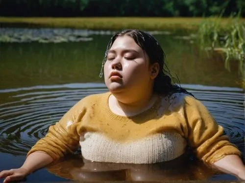 frau trägt pullover.  pullover ist durchnäßt. sie hat eine sehr große oberweite,abramovic,woman at the well,tunick,in water,lartigue,kuskokwim,eutrophication,lazzaro,gabourey,girl lying on the grass,g