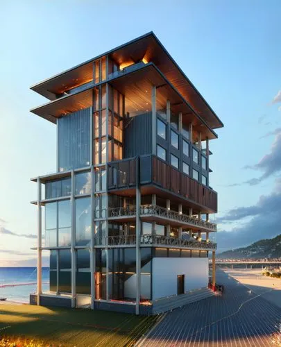 this building is on the edge of an ocean beach,oceanfront,dunes house,penthouses,snohetta,beachfront,beach house,Anime,Anime,General