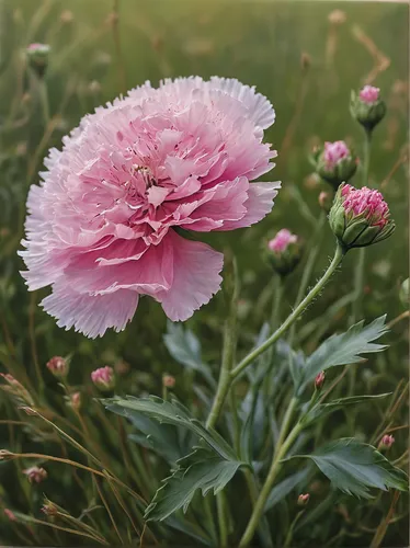 Compose a heartwarming poem about a sprouting rock carnation in a peaceful meadow.,dianthus barbatus,dianthus,pink carnations,peacock carnation,dianthus pavonius,dianthus caryophyllus,common peony,pin