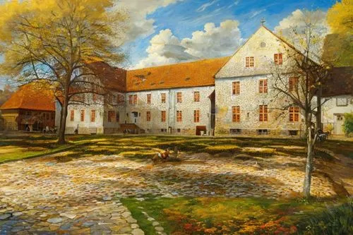 add and enlarge an image in the style of an existing picture, painting style inpasto,kasteel,kloster,heemskerck,hildebrandt,karpinski,zwartnek arassari,sedlacek,korsholm,gorsky,autumn landscape,guldbe