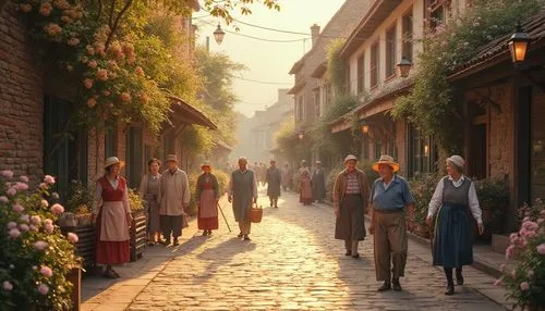 medieval street,townswomen,street scene,urzica,pilgrims,townsfolk,gjirokastra,anatolian,gjirokaster,constantinople,anatolia,village street,inbursa,dorne,promenade,theed,shopping street,village scene,basketmakers,village life,Photography,General,Realistic