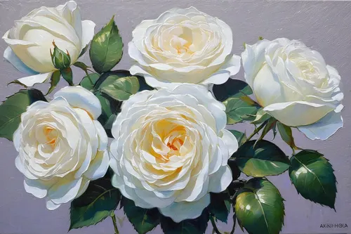 white roses,white rose,noble roses,gardenia,garden roses,white mexican rose,oil painting on canvas,cream rose,carol colman,esperance roses,blooming roses,sugar roses,oil painting,camellias,rose woodruff,white tulips,spray roses,bouquet of roses,bibernell rose,rosebush,Illustration,Japanese style,Japanese Style 10