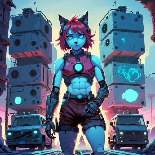 cyberdog,cyberpunk,cyberpunks,transistor,alleycat,electropop,Illustration,American Style,American Style 03