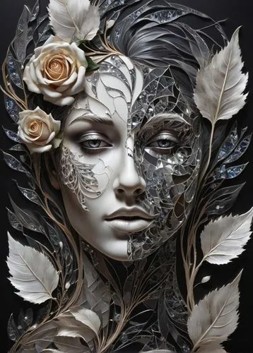 viveros,venetian mask,masquerade,faery,moonflower,filigree,Conceptual Art,Fantasy,Fantasy 27