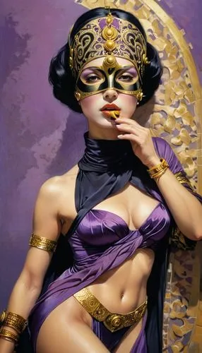 liliana,fantasy woman,viveros,la violetta,masquerade,lilandra,Illustration,Retro,Retro 14