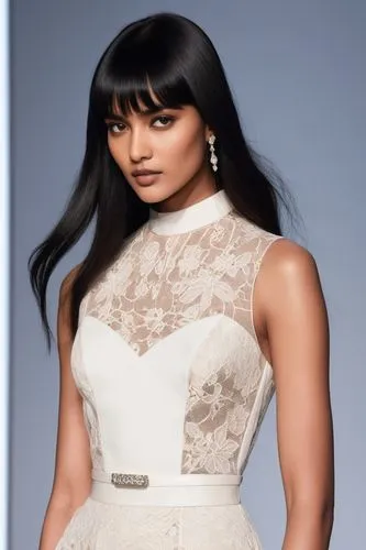 a woman in white dress standing on the runway,rajakumari,sahithya,jameela,maraj,indian celebrity,raja,Photography,Fashion Photography,Fashion Photography 26