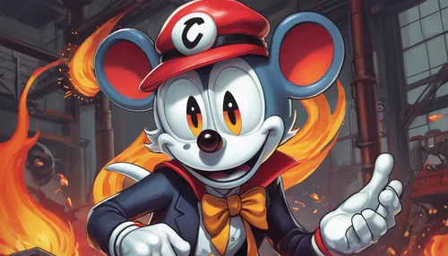 mickey mouse,micky mouse,mickey mause,mickey,year of the rat,lab mouse icon,mouse,fire master,mice,fire background,rat na,fire marshal,rat,donald duck,game illustration,ringmaster,disney character,game character,color rat,toons,Conceptual Art,Fantasy,Fantasy 03