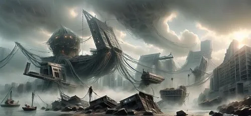 destroyed city,apocalyptic,primordia,barad,nekron,dishonored