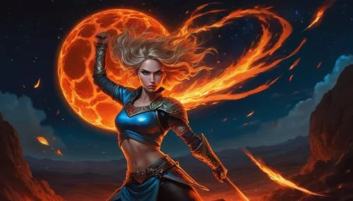 fire angel,firedancer,flame spirit,fire dancer,fire siren,dancing flames,fire background,fire artist,fiery,nami,flame of fire,fire-eater,fire lily,pillar of fire,sorceress,symetra,fire dance,burning hair,firespin,fire heart,Illustration,Realistic Fantasy,Realistic Fantasy 22