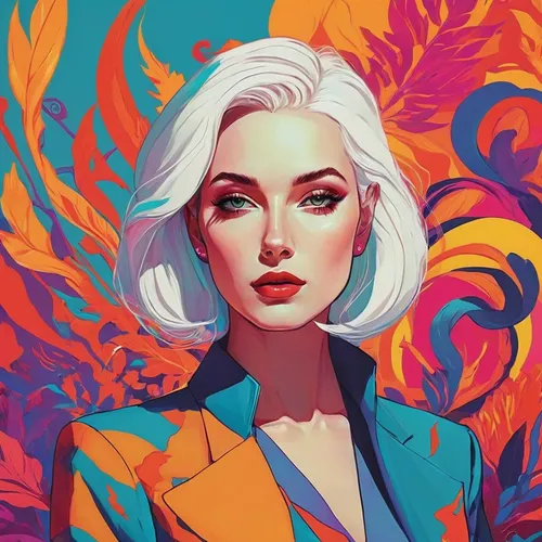 magnolia,vector illustration,digital illustration,fashion vector,vector art,retro woman,magnolias,popart,femme fatale,digital painting,digital art,flora,rosa ' amber cover,modern pop art,vector graphic,fantasy portrait,portrait background,cayenne,phoenix,retro girl,Illustration,Vector,Vector 04