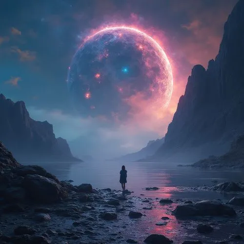 fantasy picture,astral traveler,purple moon,alien planet,universe,the universe,alien world,ecliptic,fantasy landscape,photomanipulation,dreamscape,extrasolar,celestial,photo manipulation,space art,aivazovsky,planetary,astral,realms,cosmically,Photography,General,Fantasy