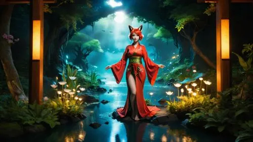 fantasia,titania,background ivy,biophilia,lady in red,inara