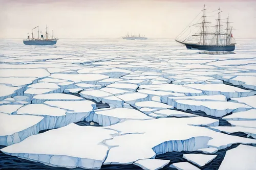 Polar Expeditions crossing frozen cracks on the Arctic Ocean,ice floe,ice floes,sea ice,arctic ocean,ice landscape,icebergs,icebreaker,antarctic,arctic,ice boat,cruiser aurora,arctic antarctica,antart