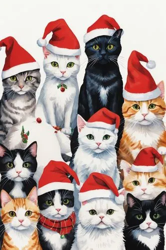 christmas animals,santa clauses,christmas cat,christmas wallpaper,christmasbackground,christmas background,Illustration,Paper based,Paper Based 07