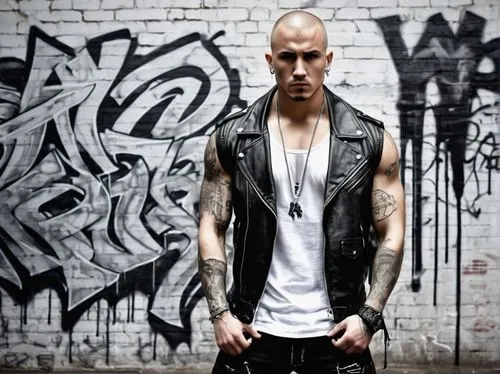 photo session in torn clothes,marshall,maxx,farro,sandro,welness,diesel,war machine,with tattoo,barbwire,rock,mohawk hairstyle,revolver,max fold,büttner,vest,sander,artus,rock music,rocker,Illustration,Black and White,Black and White 34