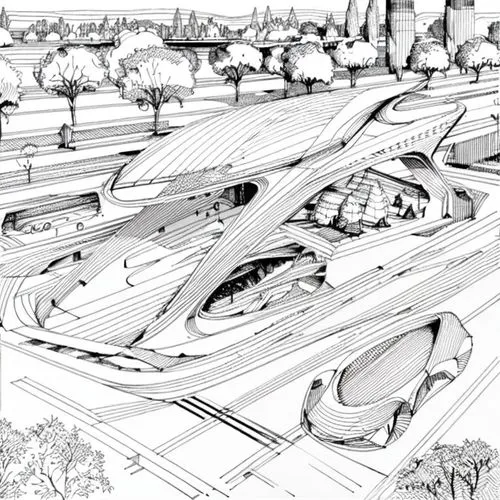 landscape plan,water courses,raceway,street plan,illustration of a car,cross sections,river course,futuristic landscape,earthworks,fluvial landforms of streams,oval track,race track,urban design,highw