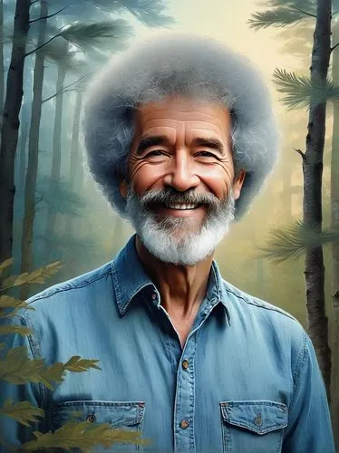 wolf bob,portrait background,farmer in the woods,afro-american,custom portrait,bush,biologist,forest man,tiger png,bo tree,free wilderness,george lucas,chia,bob,hill billy,photoshop manipulation,artist portrait,chief cook,afroamerican,shaggy mane,Illustration,Realistic Fantasy,Realistic Fantasy 35