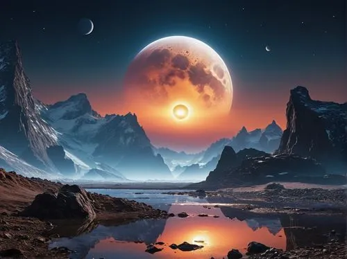 lunar landscape,moonscape,alien planet,moon and star background,alien world,valley of the moon,Photography,General,Realistic