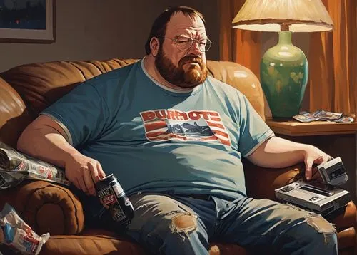 man with a computer,pat,self-portrait,self portrait,artist portrait,patriot,man portraits,hitchcock,party dad,connoisseur,miller,dj,the living room of a photographer,world digital painting,dan,cola,cyberpunk,art,recliner,hangover,Conceptual Art,Oil color,Oil Color 01