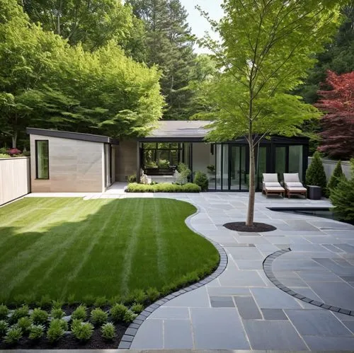 modern landscaped yard and backyard with grass and stepping path,landscape design sydney,landscape designers sydney,landscaped,garden design sydney,landscapist,landscaping,Photography,General,Realisti