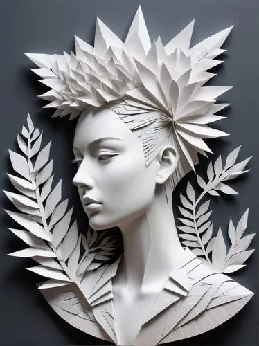 laurel wreath,paper art,cynara,flora,art deco wreaths,png sculpture,medusa,girl in a wreath,allies sculpture,sculpt,crown render,art deco woman,decorative fan,decorative art,steel sculpture,woman sculpture,wood carving,bonnet ornament,metal embossing,headpiece,Photography,Documentary Photography,Documentary Photography 18