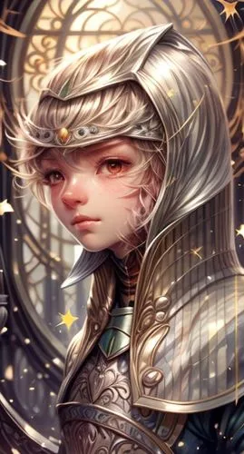 fantasy portrait,amano,elven,female warrior,zodiac sign libra,fantasy art,joan of arc,libra,mystical portrait of a girl,warrior woman,celtic queen,violet head elf,heroic fantasy,the enchantress,elf,golden crown,aurora,japanese art,gara,priestess