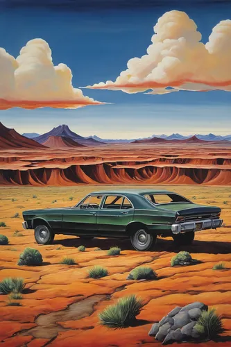 desert landscape,desert desert landscape,muscle car cartoon,roadrunner,arid landscape,desert safari,plymouth road runner,ford galaxie,dodge dart,chevrolet el camino,impala,desert background,plymouth duster,dodge monaco,ford el falcon,ford fg falcon,desert,arid land,pontiac grand prix,badlands,Art,Artistic Painting,Artistic Painting 21