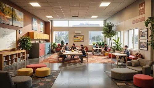 staffroom,school design,children's interior,langara,music conservatory,interhostel,clubroom,kinsolving,lobby,university library,hostels,offices,hallward,radboud,study room,modern office,foyer,elderhostel,collaboratory,lhs