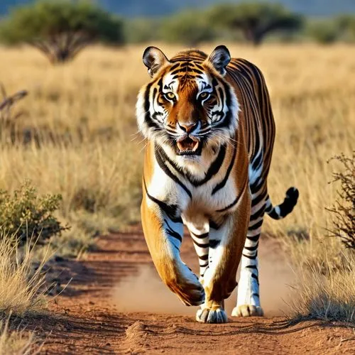 тигр на охоте на антилопу в саванне,bandhavgarh,ranthambhore,ranthambore,tigar,a tiger,bengal tiger,asian tiger,tigre,tigress,tiger,harimau,young tiger,tigert,satpura,stigers,luangwa,bengalensis,karan