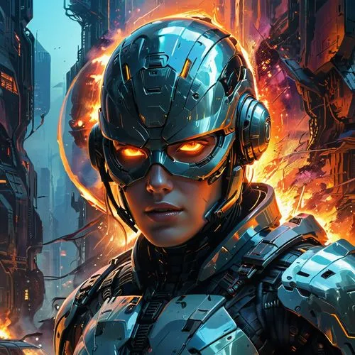 cyborg,superhero background,sci fiction illustration,fire background,quicksilver,cyberian,Conceptual Art,Sci-Fi,Sci-Fi 06